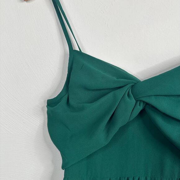 ASOS Forest Green Twist Front Pleated Cami Midi Dress - Picture 5 of 11